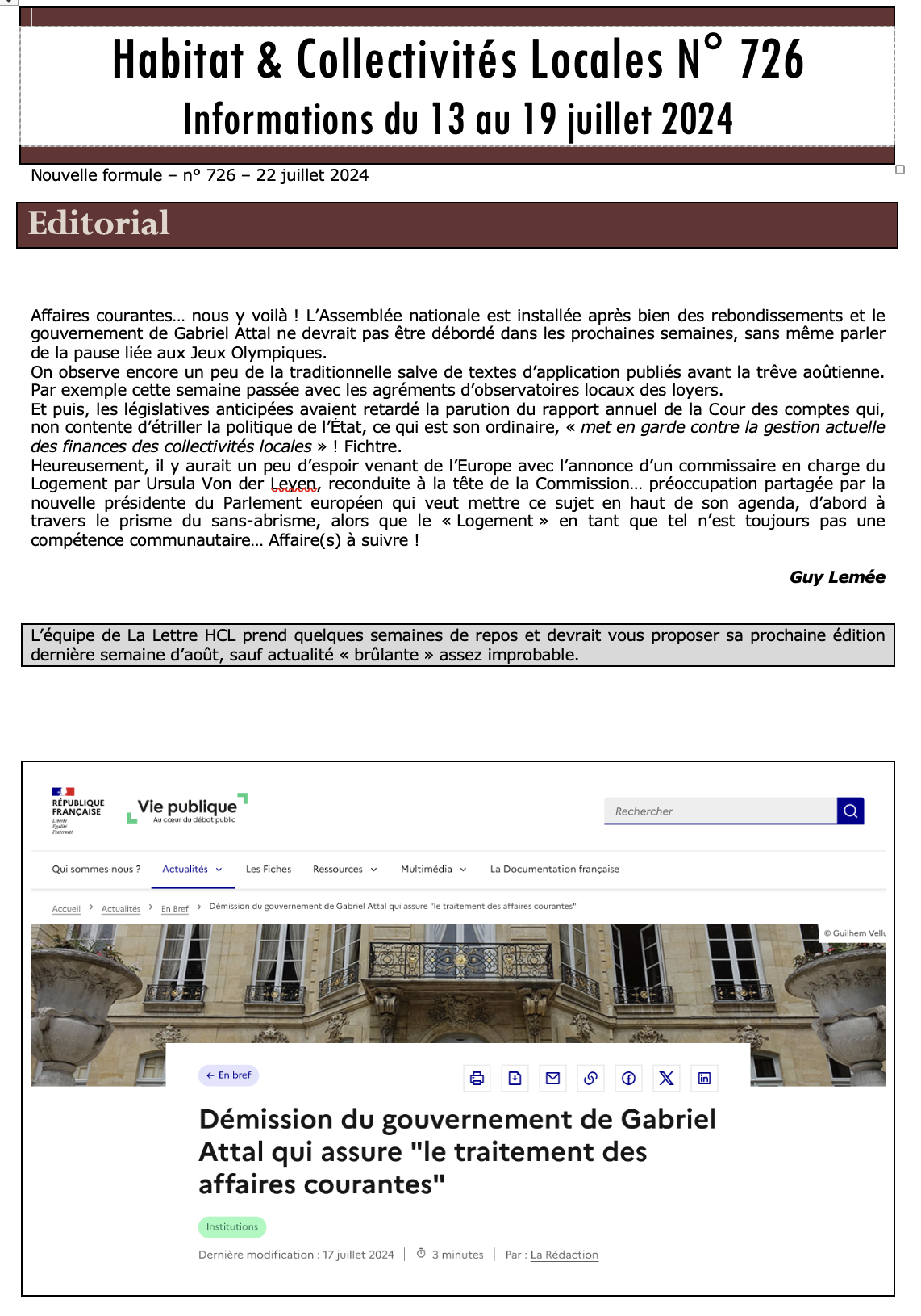Prévisualisation de la lettre