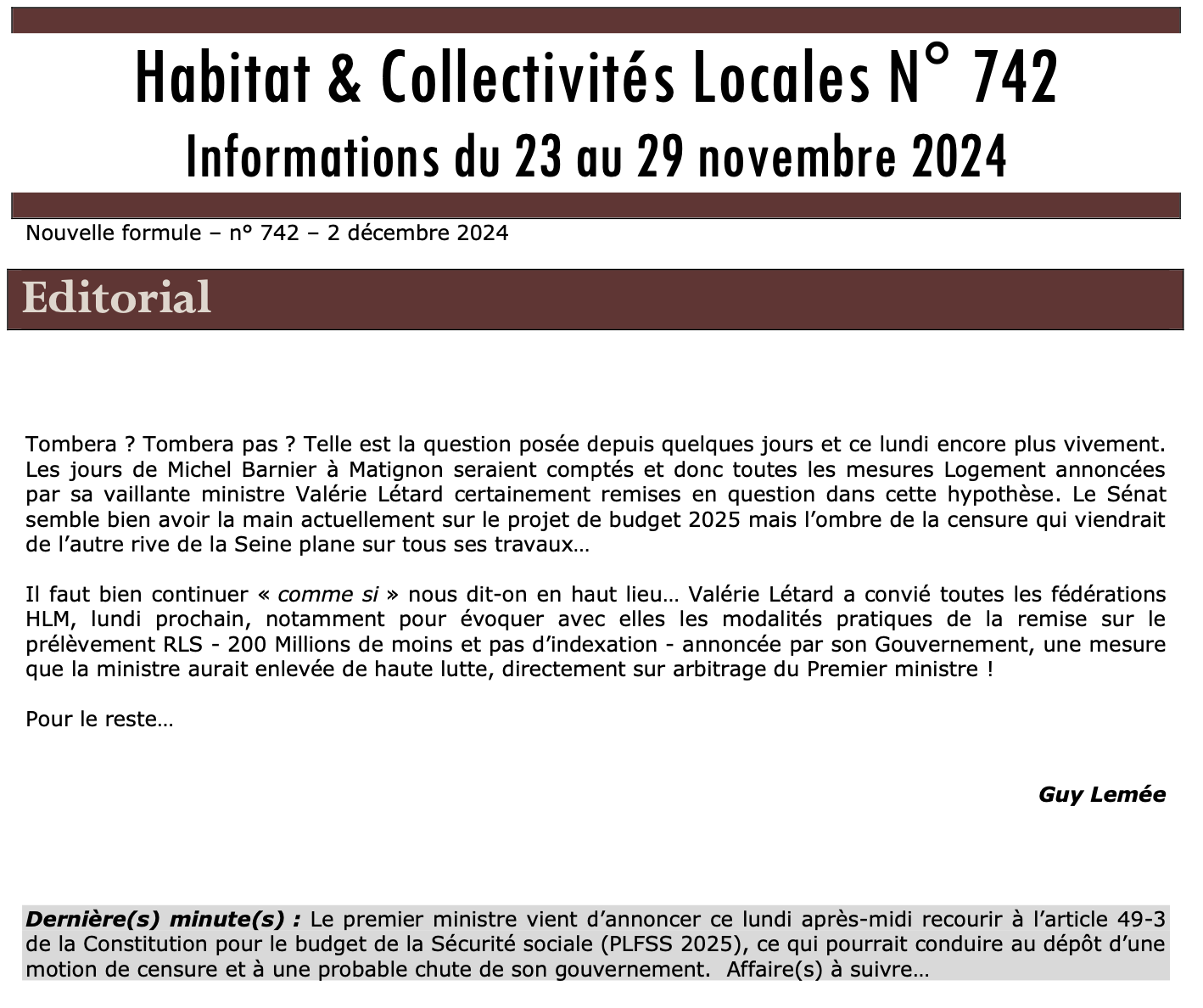 Prévisualisation de la lettre